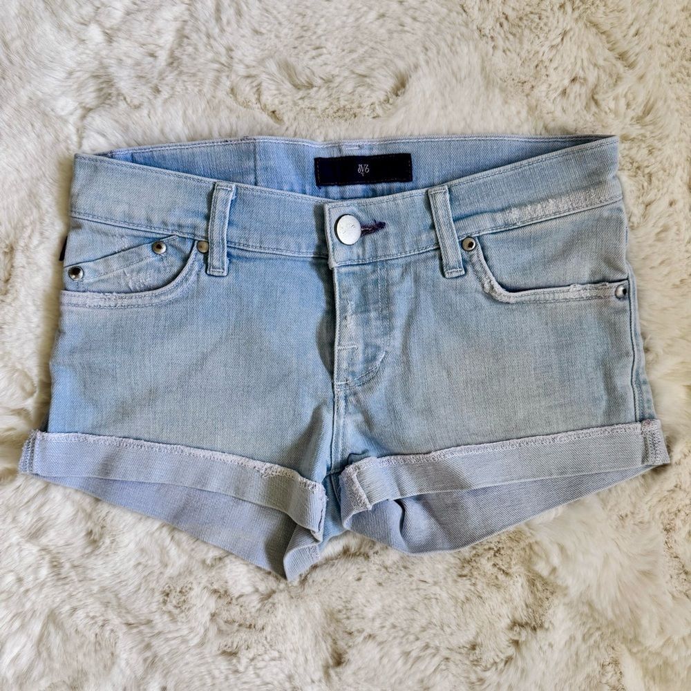 Vintage Victoria Beckham dVb Cuffed Designer Denim Shorts 24 - Light Wash